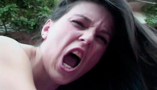 Tempting brunette hottie is getting butt fucked doggy style porn pics