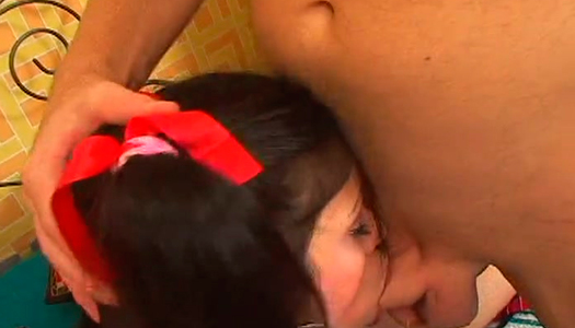 Freaky bald dude sucks small and sweet penis of that horny brunette shemale porn pics