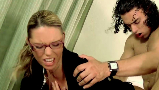 Bianca Casanova gets fucked doggy style right in the office porn pics