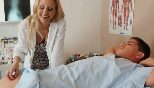 Busty nurse Julia Ann rides her lover's dick reverse cowgirl style porn pics