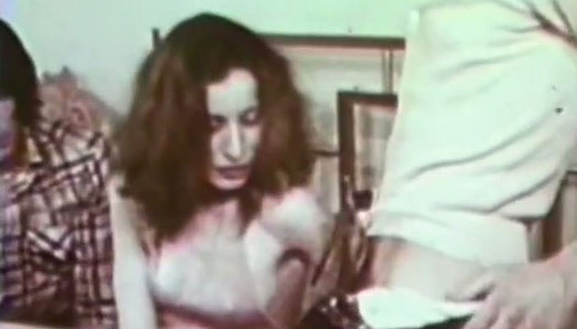 Retro whore gets her throat fucked by two horny dudes porn pics