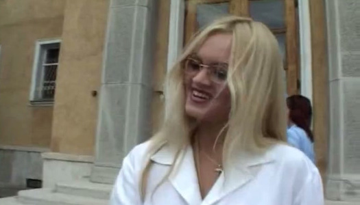 Slutty nurse undresses and takes strong fat dick in her wet shaved cunt porn pics