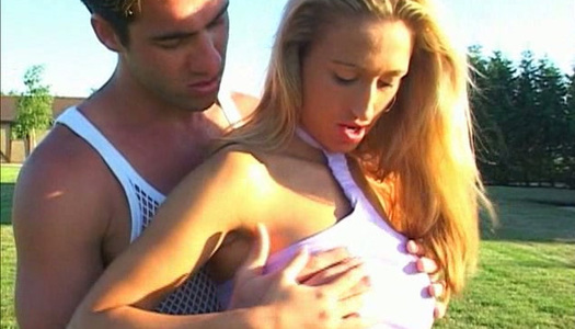 Busty euro gal April Sinner gets her wet pink snatch rammed in the field porn pics