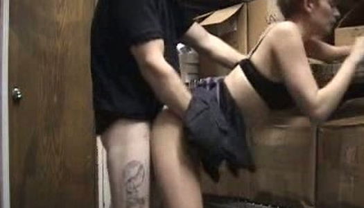 Kinky co-workers having dirty sex fun in warehouse porn pics