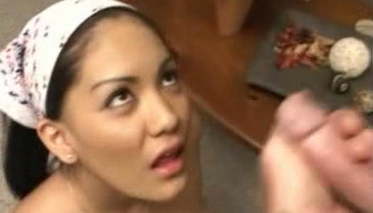 Straight haired busty Asian cutie is fond of jerking off strong cock porn pics