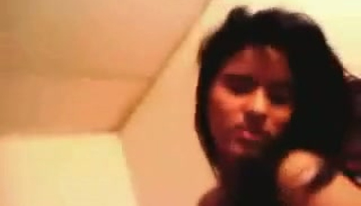 Amateur brunette GF with big booty rides her dude's cock in reverse pose porn pics