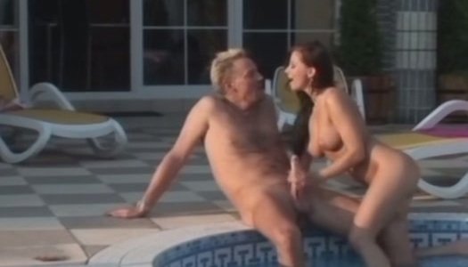 Perverted sexy busty brunette cowgirl enjoys topping fat dick outdoors porn pics