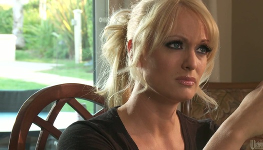 Blonde woman hires Andy San Dimas to check on her husband porn pics