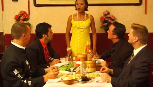 Small tittied exotic gal Swanny gets her all holes fucked by a group of horny guys porn pics