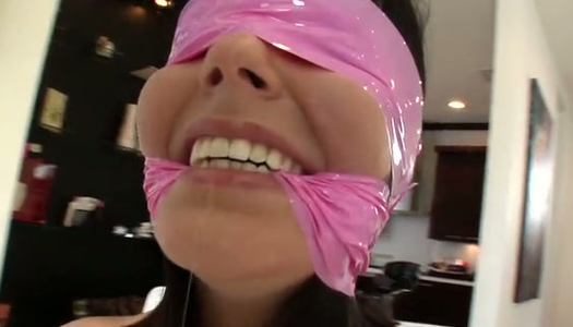 Hot chick is having her mouth fucked while she is being blindfolded porn pics