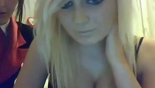 Kinky brunette and super busty blonde webcam gals show off asses and tits porn pics