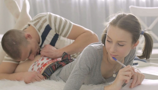 Pigtailed cutie in knee socks asks her boyfriend to polish her pussy porn pics