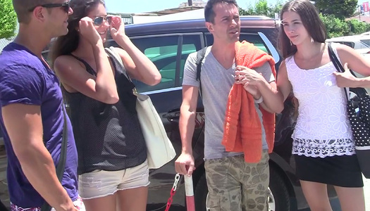 Slender brunette girlfriend gets her pussy fucked on a balcony of one hotel room porn pics