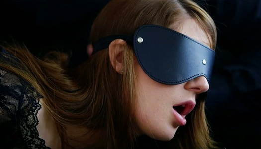 Blindfolded babe whipped in her ass slightly  in arousing sex video porn pics