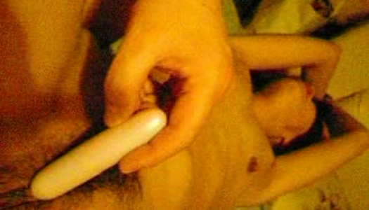 Blind folded Asian chick with flat tits gets toy pleased porn pics