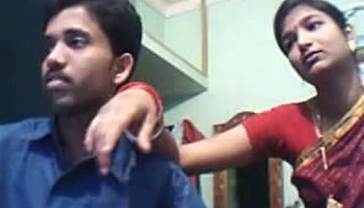 Lewd amateur Indian brunette gal in traditional gown sucks dude's cock porn pics