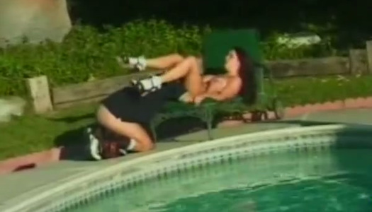 Rather flexible dark haired nympho gives head before outdoor fuck porn pics