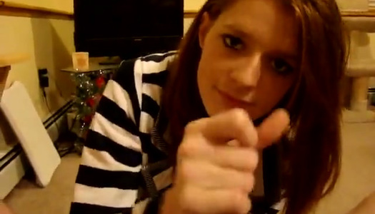 Pretty sandy haired girl performs steamy BJ to her guy on webcam porn pics