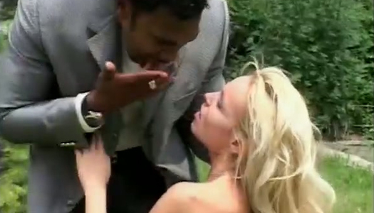 Dirty-minded blond haired MILF lures black neighbor to enjoy 69 sex porn pics