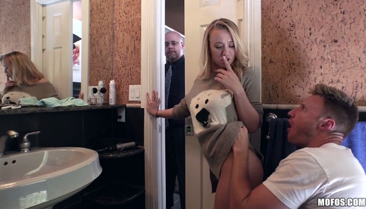 Cute blonde Bailey Brooke is having quickie with new boyfriend porn pics