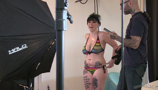 Tattooed emo porn star Joanna Angel in hot backstage video porn pics