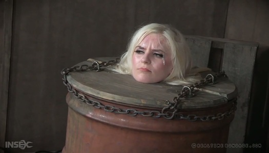 Bald headed whore Abigail Dupree is punished on the mud floor porn pics