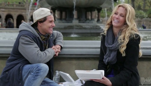 Young dude picks up sexy blond milf Jessica Drake in the park porn pics