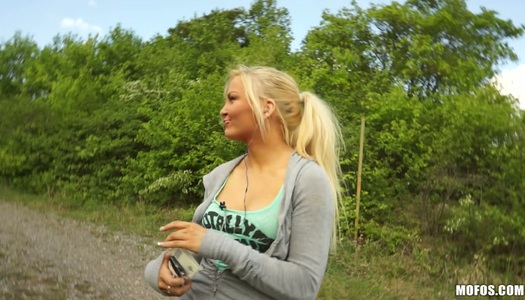 Shy blonde lady Veronika sells her fresh quim for a few bucks porn pics