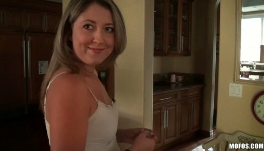Ugly blonde bitch Nina Lane blows bowed cock on POV video porn pics