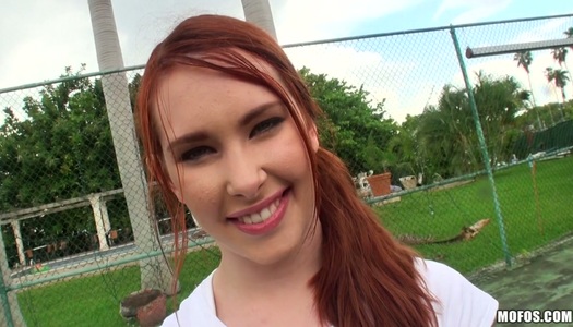 Cheerful redhead snow white beauty Melody Jordan sucks dick POV style porn pics