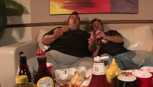 Freaky horny brunette Britney Stevens gives blowjob to two guys porn pics