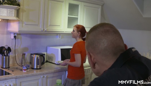 Pretty red head is impaled on heavy aggressive dick porn pics