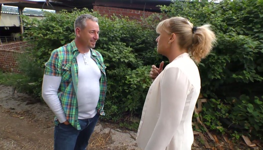 Nasty village blonde Frosya enjoys having dirty sex with farmer porn pics