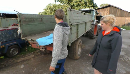 Village chubby blonde is fucked by young farmer and fed with his semen porn pics