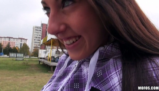 Kinky brunette El Storm takes her jacket off and poses naked porn pics