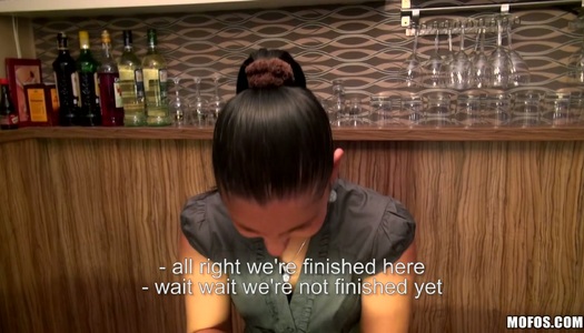 Slutty waitress Marie Getty is ready to suck a cock for money porn pics