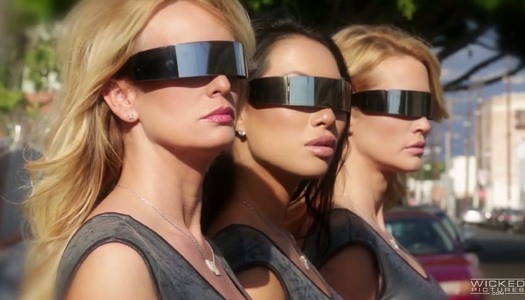 Delicious porn model Jessica Drake is making love with sex appeal babes porn pics