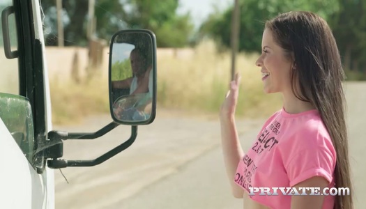 Russian hitch hiker Cassie Fire is fucked by hot blooded truckers porn pics