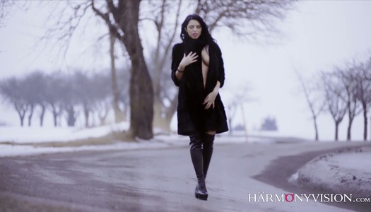 Stunning exhibitionist Kira Queen flashes her boobs and hooks up with stranger porn pics