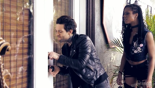 Slutty black hottie Kira Noir is fucked by one hot blooded white fellow porn pics