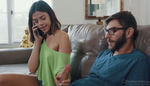 Petite chick Harmony Wonder seduces her well endowed step brother porn pics