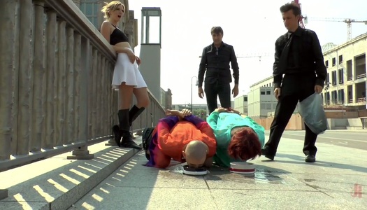 Complete whore Mad Kate is punished and jizzed in public porn pics