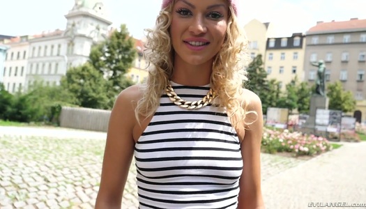 Whorish blonde Cherry Kiss is eager for hardcore double penetration porn pics