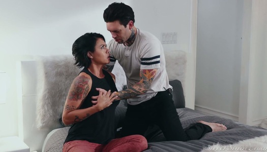 Tattooed stud fucks Dana Vespoli and cums on her nice butt cheeks porn pics