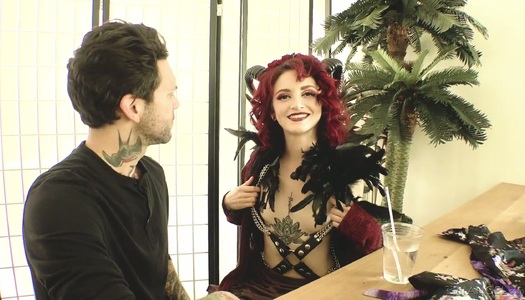 Red haired witch Lola Fae shows off her stretched anal hole closeup porn pics