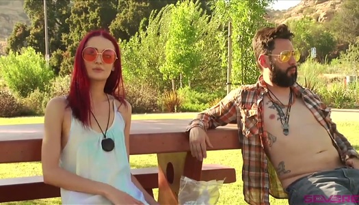 Hot blooded red haired bitch Lily Lane takes part in crazy group sex porn pics