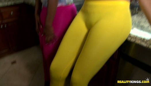 Layton Benton and her black friend are having fun in the kitchen porn pics