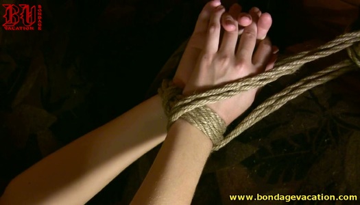 Plump dude gets a solid blowjob provided by the tied slut porn pics