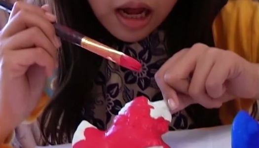 Weird Japanese sleep walker Hitomi Kitamura poses near the wall porn pics