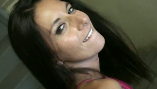 Brunette whore Nikki Daniels thrusted on a stairway upskirt porn pics